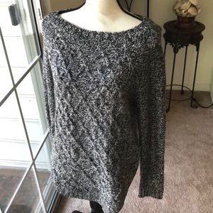 Cable-knit grey sweater
